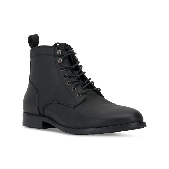 VINCE CAMUTO Mens Black Pull Tab Lannie Toe Block Heel Leather Boots Shoes 8.5 M - Picture 1 of 4